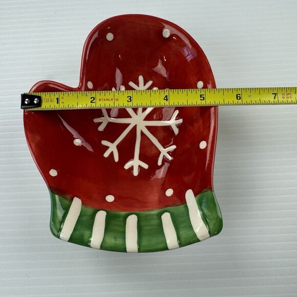 Young’s Heartfelt Kitchen Creations Christmas Mitten Snowflake Dish Ceramic - Picture 9 of 12